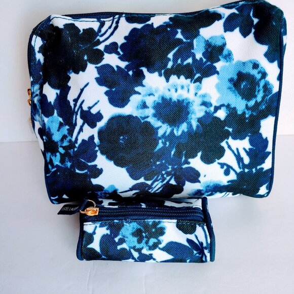 Estee Lauder Navy Floral Cosmetic Bag & Lipstick Case - Picture 1 of 2